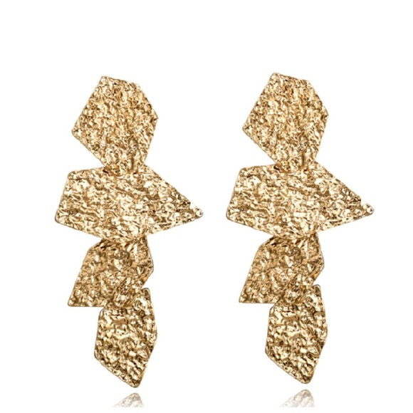 Gold Foil Statement Earrings - Picture 1 of 1